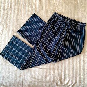 Zara Navy Stripe High Waist Split Hem Pant Size M